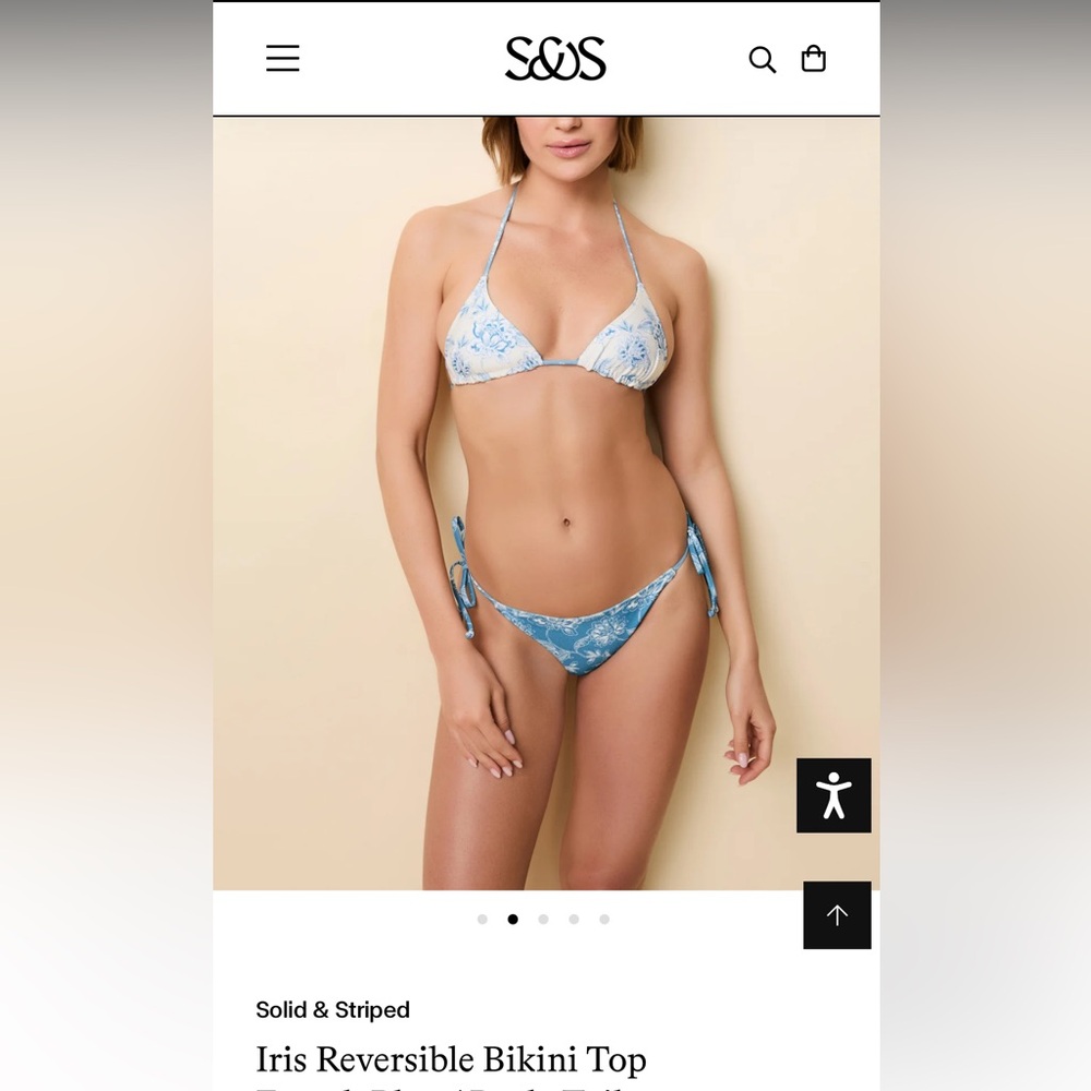 SOLID & STRIPED Iris Reversible Bikini Top & Bottom in French Blue / Brule Toile